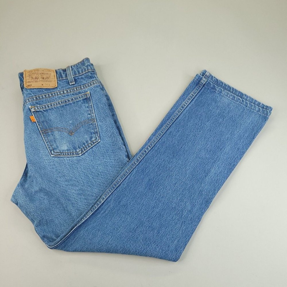 VTG Levis 517 Jeans Men 34x30 Mea 32x30 Bootcut Orange Tab No Care Tag 60s 70s - Picture 1 of 10